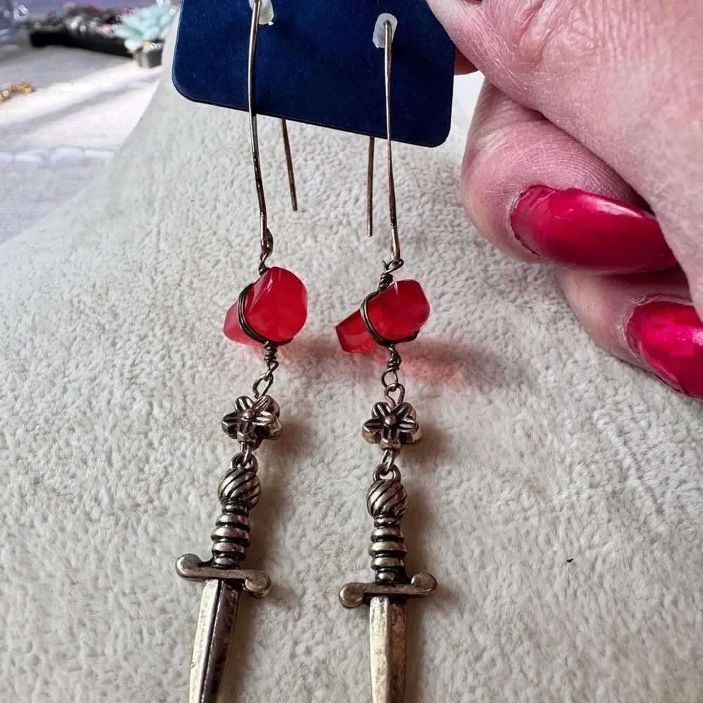 Free People Red Dagger Drop Earrings